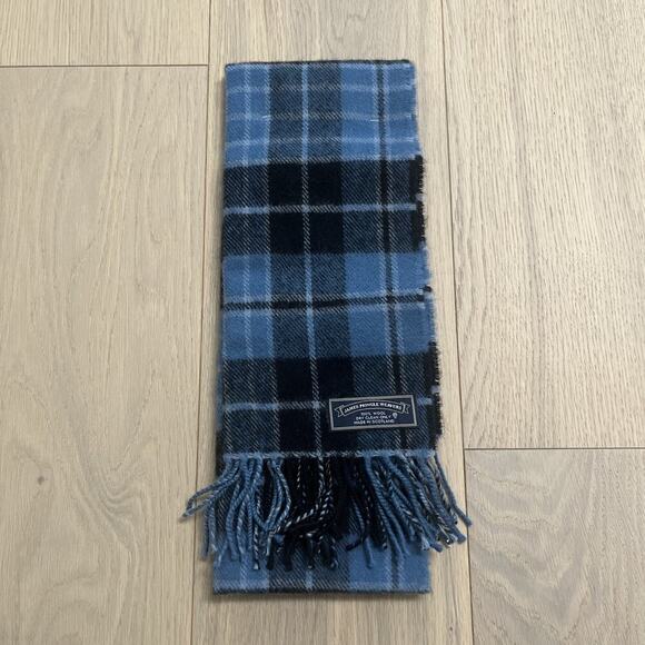 James Pringle Weavers Accessories - James Pringle Weavers Wool Tartan Plaid Fringed Scarf Winter Accessory Blue